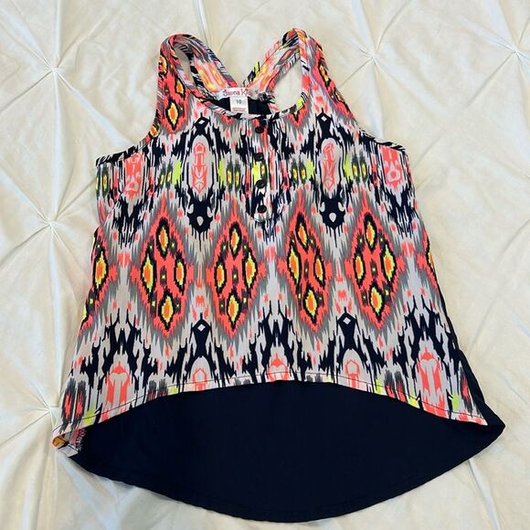 Japna Kids Multicolored Abstract Design Racerback Tank Top Size 10 - Picture 1 of 5